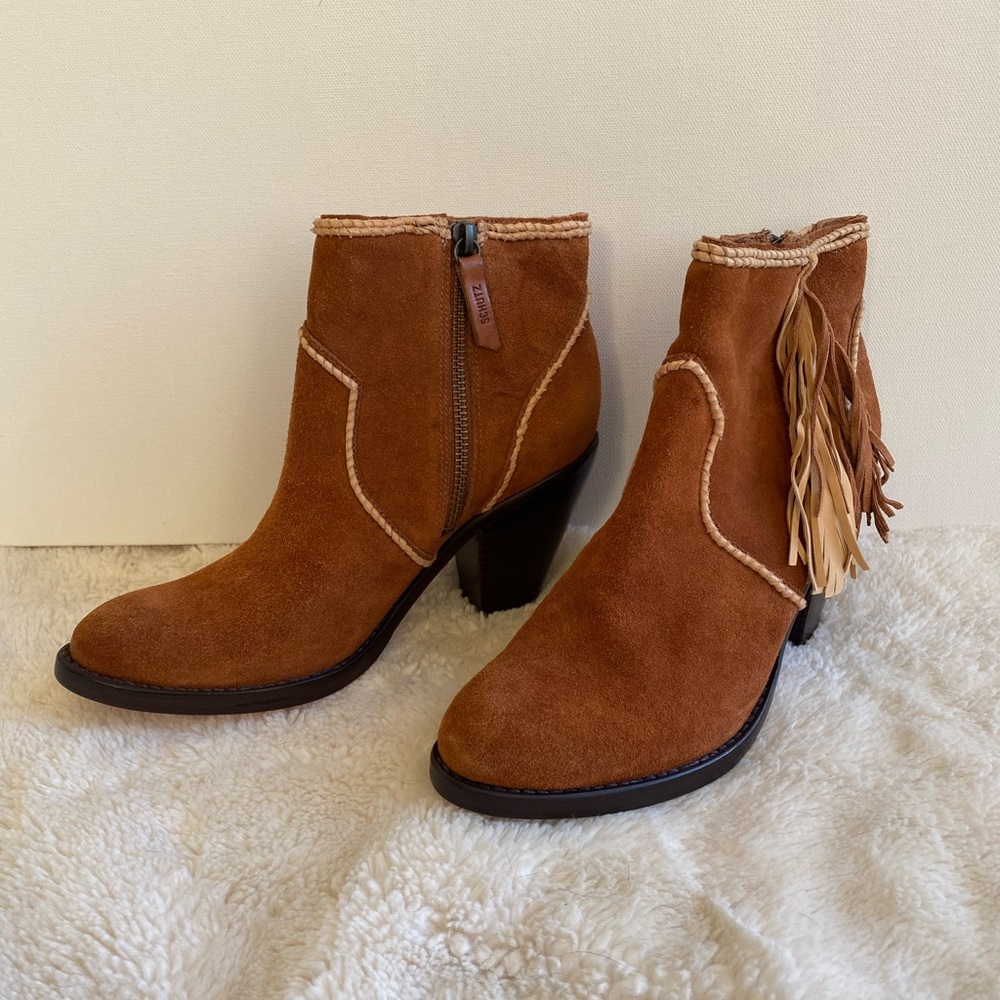 Schutz Suede leather fringe western booties